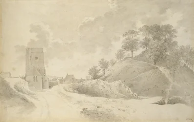 Zamek Oksfordzki i Kopiec Zamkowy, 27 maja 1784 (szary rozmyty nad grafitem)